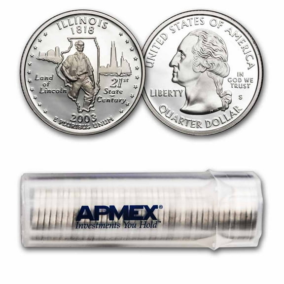 2003-S Illinois State Quarter Gem Proof 40-Coin Roll (Silver)