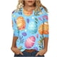 thumbnail image 3 of TaTaai Women Fashion Easter Eggs Floral Print 3/4 Sleeve Crew Neck Casual Top Soft Breathable Fabric for Spring Easter Holiday Family Gatherings Gift, 3 of 6