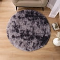 thumbnail image 4 of IR Imperial Rooms Solid Collection Shaggy 4x4Ft Round Rug for Living Room Fluffy Rug Grey Tie Dye, 4 of 12