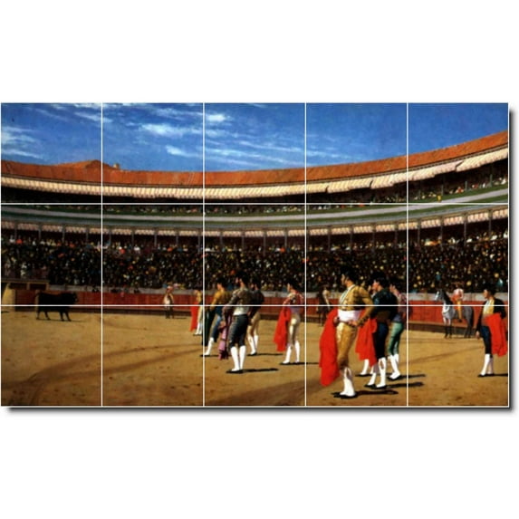 Ceramic Tile Mural-Jean Gerome Sports Painting 5. 40" w x 24" h using (15) 8 x 8 ceramic tiles