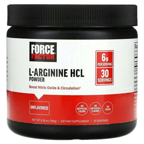 Force Factor L-Arginine HCL Powder, Unflavored, 6.56 oz (186 g)