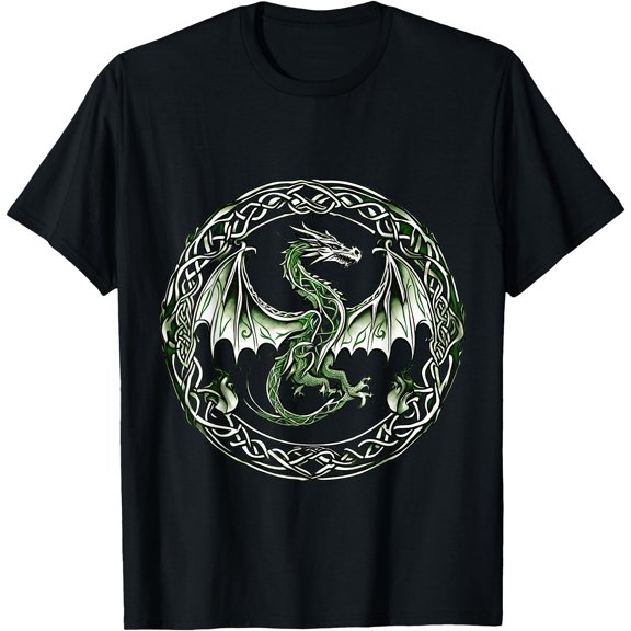 Tribal Irish Celtic Knot Fantasy Dragon Unisex T-Shirt for Men Women Kids Toddler