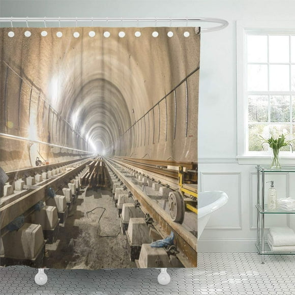 YUSDECOR Metro The Railroad of Subway During Final Steps Tunnel Bathroom Decor Bath Shower Curtain 60x72 inch
