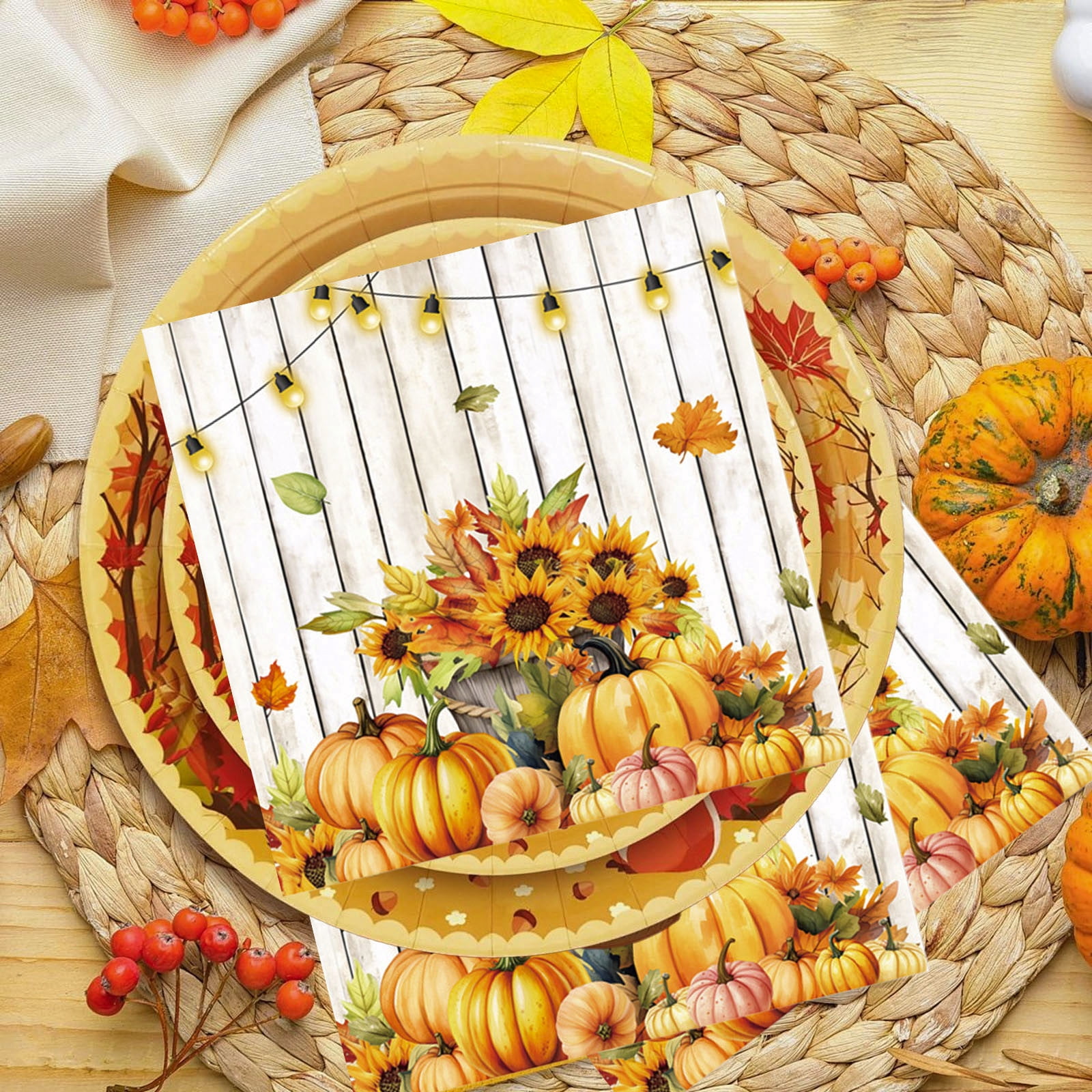 Lot De 6 Ronds De Serviette Citrouille Automne - Décoration Table Thanksgiving