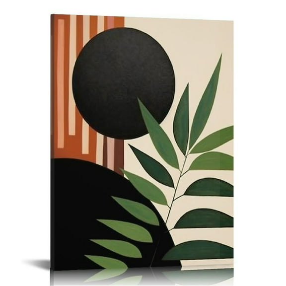 COMIO Framed Boho Wall Art, Mid Century Modern Wall Decor, Minimalist Abstract Black Beige Botanical Boho Canvas Wall Art for Bathroom Bedroom Living Room Dining Room Office, Ready To Hang.