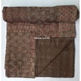 thumbnail image 3 of SambhavQuiltHub Cotton Brown patch Ajrakh Hippie Handmade King Size Kantha Quilt Bohemain Bedcover, 3 of 5