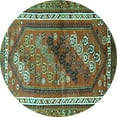 thumbnail image 1 of Ahgly Company Indoor Round Persian Turquoise Blue Traditional Area Rugs, 3' Round, 1 of 4
