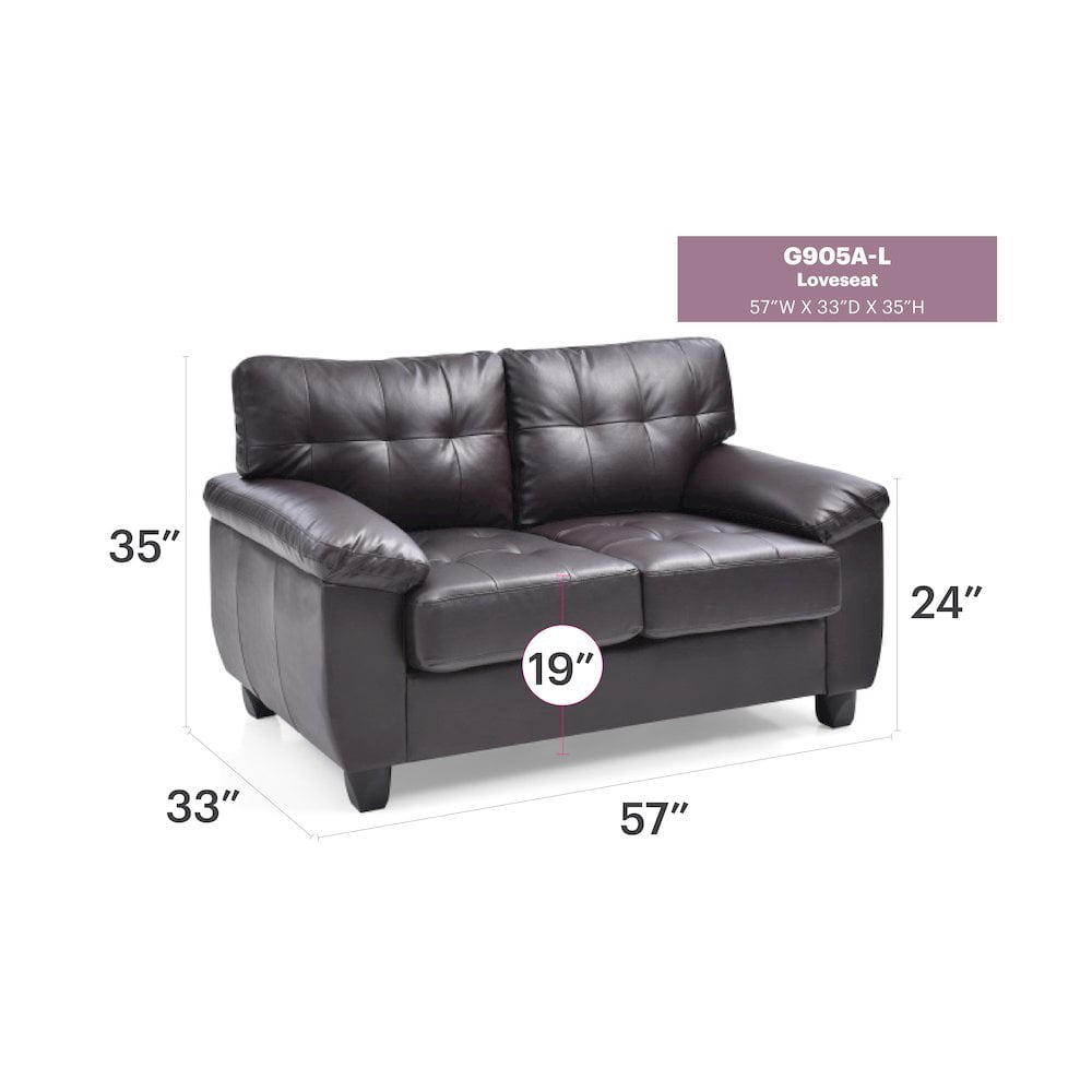 Glory Furniture Gallant Loveseat in Cappuccino Color