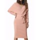 thumbnail image 1 of Vestido Midi de la Edición INSPIRE CHIC para Mujer, con Cuello en V Profundo, Manga Larga tipo Murciélago, con Cinturón, Vestido de Suéter XL Rosa, 1 of 6