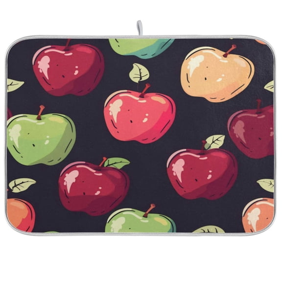 Kitchen Drying Mat 16x18In Drying Dish Mat Dish Drying Mats Kitchen Countertop Multi-Function Drain Drying Mat Kitchen Table Black Apple