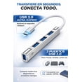 thumbnail image 2 of Hub Adaptador USB 3.0 y Tipo C de 4 Puertos para Laptop Plateado, 2 of 7