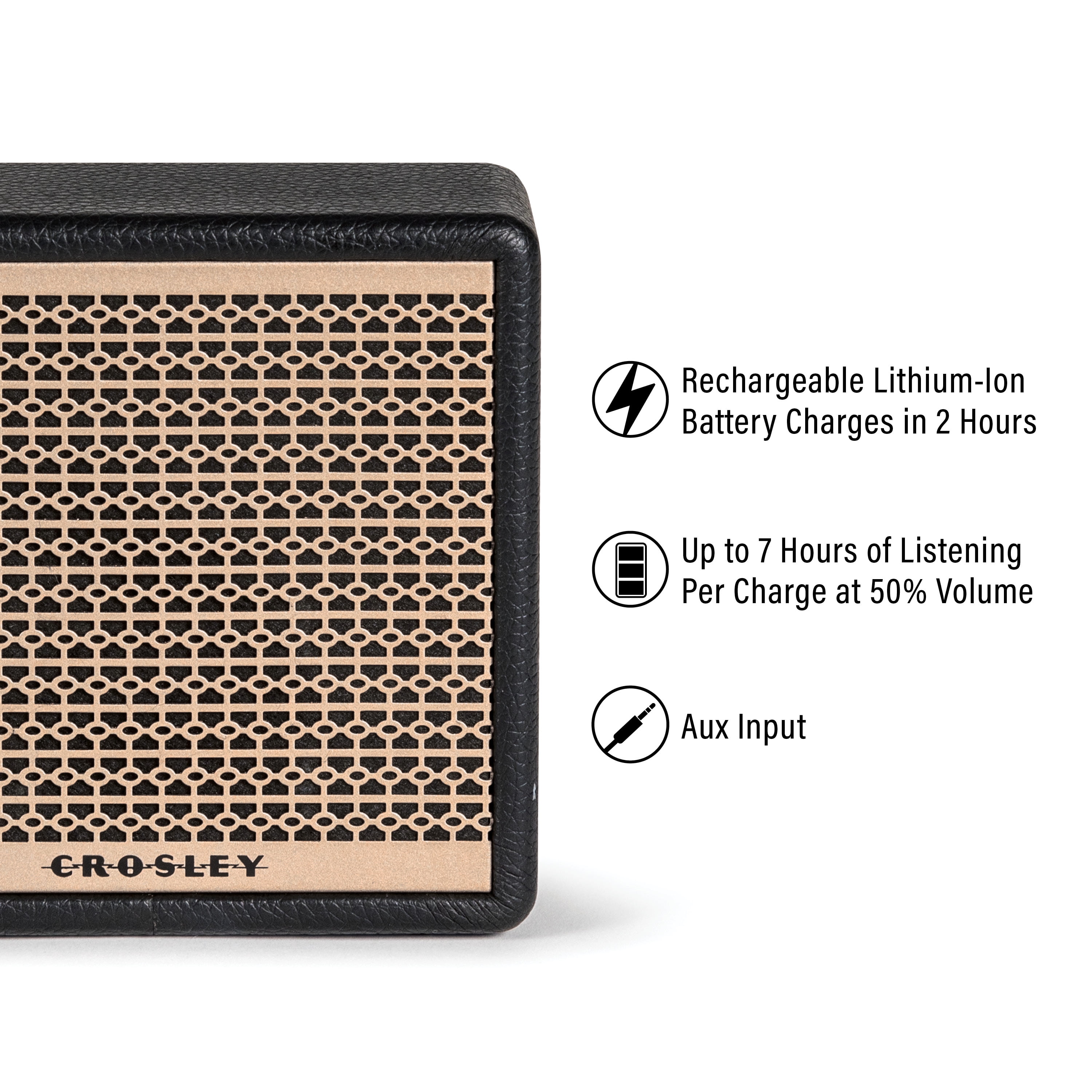 Crosley Montero Mini Portable Bluetooth Speaker With Aux Input, Rechargeable Wireless Speakers