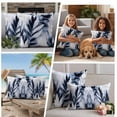 thumbnail image 5 of Navy Blue Palm Leaf Outdoor Waterproof Pillow Covers, Botanical Vintage Tropical Leaves Decorative Square Throw Pillowcase Sofa Cushion Sham for Patio/Couch/Chair, 16"x16" 2 Pack, 5 of 8