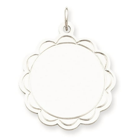 925 Sterling Silver Engravable Disc Charm Pendant 25mmx23mm