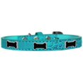thumbnail image 1 of Black Bone Widget Croc Dog Collar Turquoise Size 12, 1 of 1