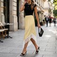 thumbnail image 4 of Shrysg Women's Casual Satin Midi Skirt with Elastic High Waist and Asymmetrical Hem for Daily Wear Yellow, 4 of 6