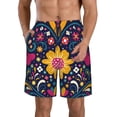 thumbnail image 2 of Uemuo Cinco De Mayo Floral Pattern Men's Swim Trunks Hawaiian Beach Bathing Suit Swimsuits Beach Quick-Dry Shorts with Pockets-XX-Large, 2 of 9