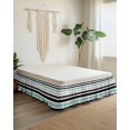 thumbnail image 2 of Turquoise Black Stripe Wrap Around Bed Skirts for King Bed 16" Drop,Bed Skirt with Adjustable Elastic Belt Dust Ruffle Bed Valance for Bedroom Hotel Modern Abstract Coarse Striped Bed Frame Cover, 2 of 7