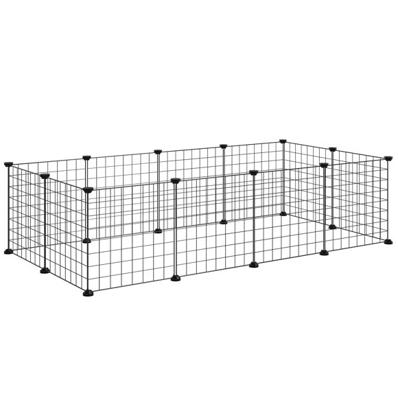 PawHut DIY Guinea Pig Cage for Indoor or Outdoor Use, Black