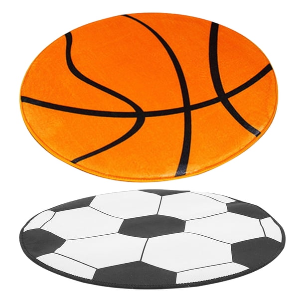 KAKOWELY 2 alfombrillas redondas de fútbol para silla de oficina, 60 cm, antideslizantes, decorativas, para el hogar, la sala de estar, el dormitorio y la sala de juegos.