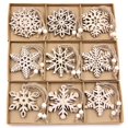 thumbnail image 4 of Colgantes de madera de copos de nieve de Navidad para niños, adornos colgantes de árbol de Navidad, decoraciones de árbol de Noel, suministros de regalos de bricolaje, 12 unids/lote por caja, 4 of 4