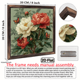 thumbnail image 3 of 2D Flat, 1pc 8x8 Inch Rustic Farmhouse Floral Wall Art with Wooden Frame - Vibrant Red Peonies, Butterflies Green Foliage, Bedroom, Decorative plaque., 3 of 9
