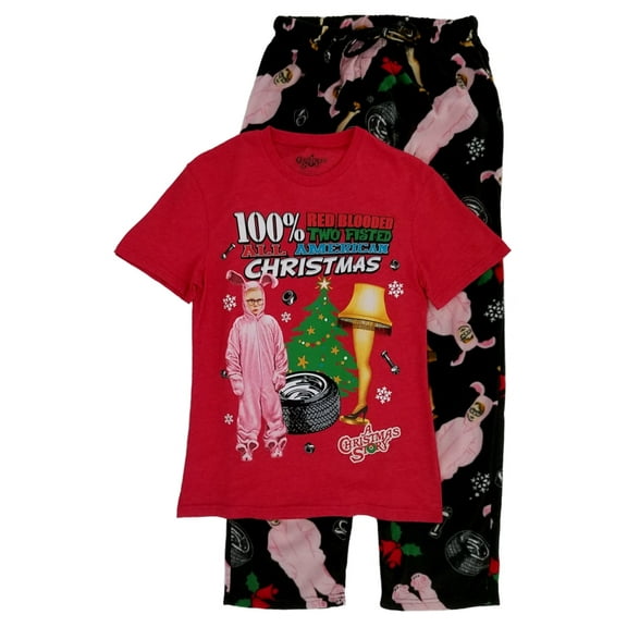 A Christmas Story Mens 2PC Ralphie Leg Lamp Sleep Set Sleepwear Pajama Set