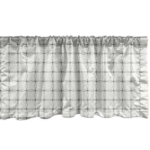 Ambesonne Abstract Valance Pack of 2, Intersecting Rounds Design, 54"X12", Eggshell Grey