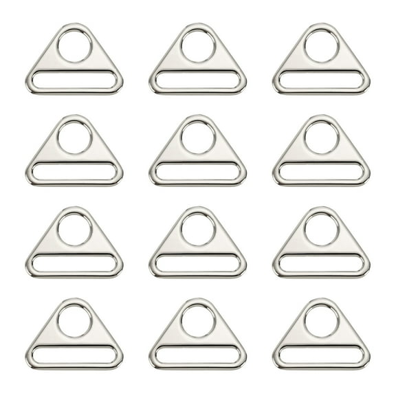 Uxcell Triangle Buckle Adjuster 12 Pcs 1.5 inch Zinc Alloy Triangle D Rings with Bar Swivel Clip Silver Tone