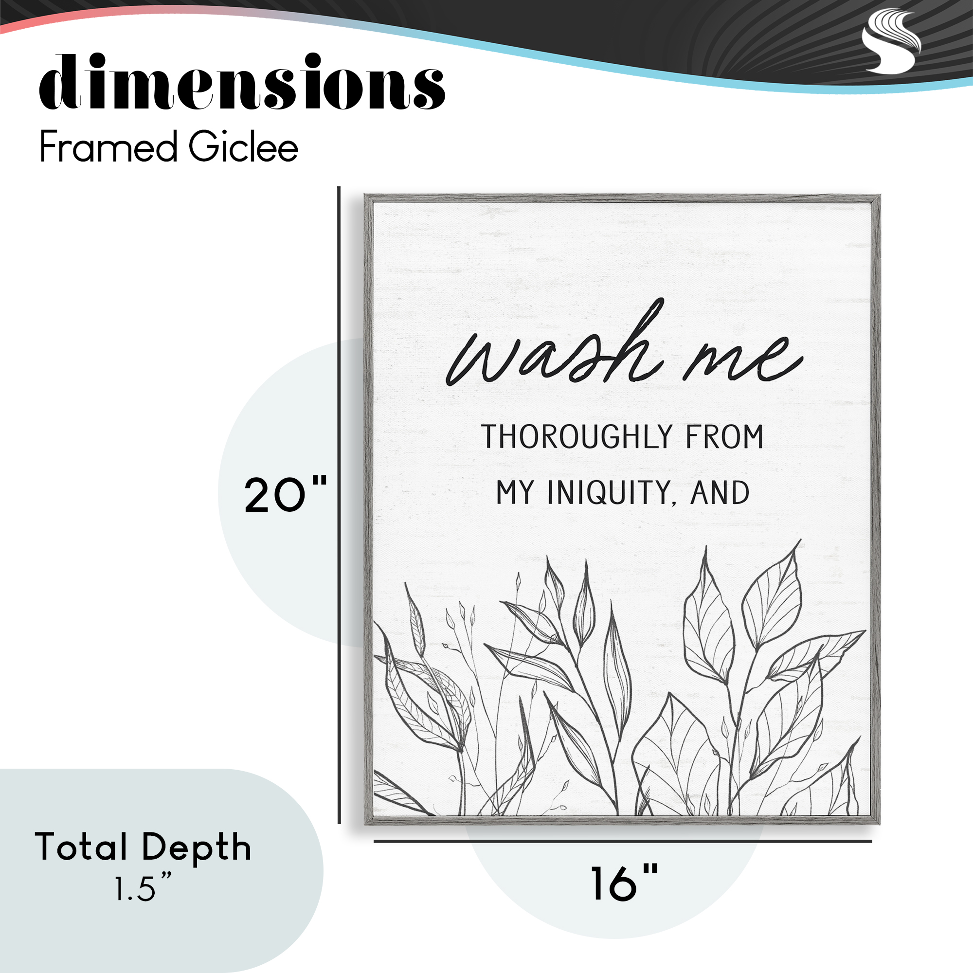 Wash Me Thoroughly Scripture Gray Framed Giclee Art, design by Lettered and Lined