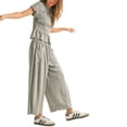 thumbnail image 3 of Women's 2 Piece Smocked Top Wide-Leg Pants Set High Waist Lounge Outfit Casual Boho Matching Set, 3 of 7