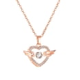 thumbnail image 2 of Kripyery Clavicle Chain Rhinestone Inlay Heart Pendant Exquisite Shiny Gloss Stylish Daily Dress Up Elegant Women Angel Wings Pendant Necklace Fashion Jewelry, 2 of 8