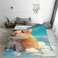 thumbnail image 5 of Salouo Cloud Cute Hamster Print Bed Blankets,Flannel Blanket Comfortable Air Conditioning Blanket Lightweight Blanket for Sofa Bed Travel & Couch -80"x60", 5 of 8
