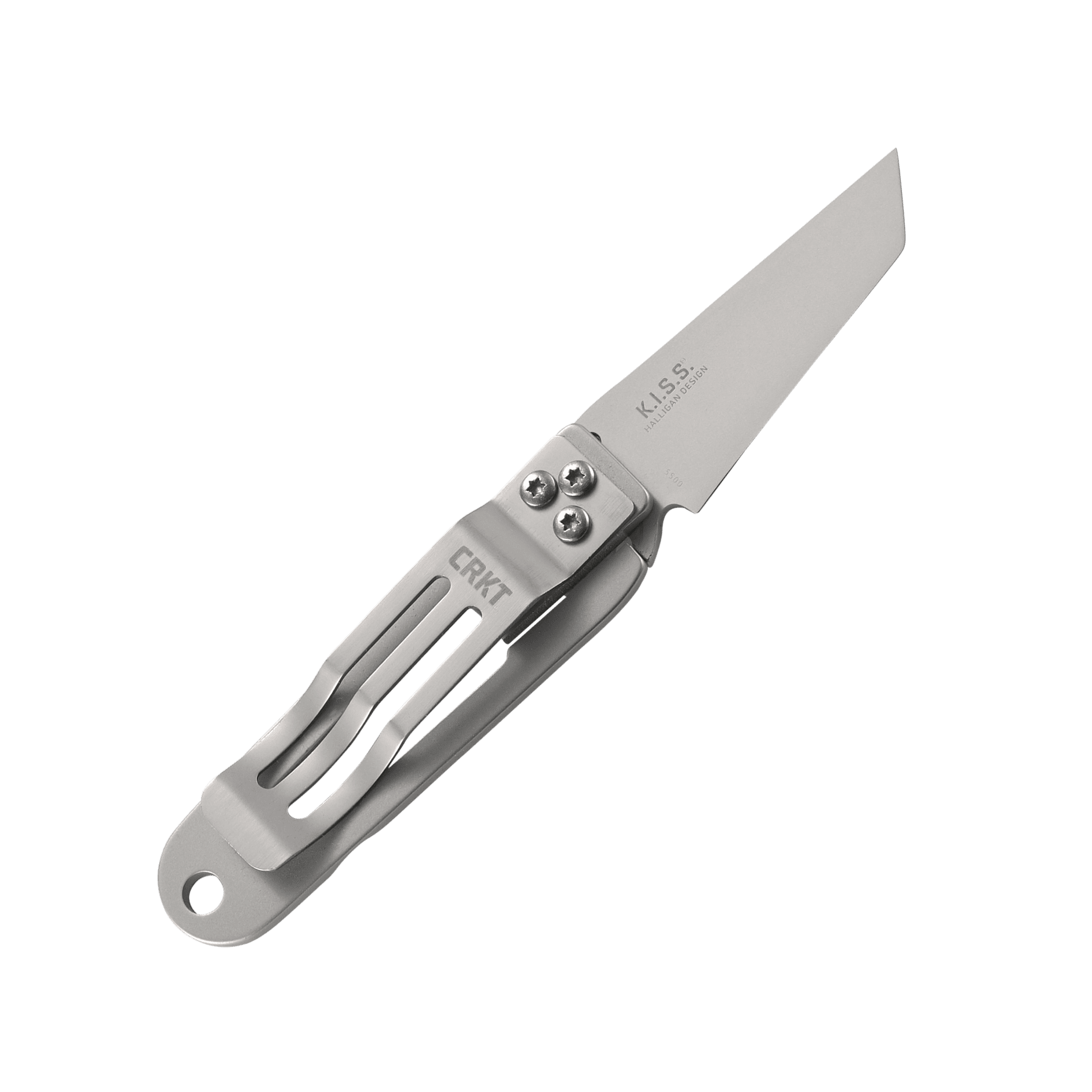 CRKT K.I.S.S. Everyday Carry EDC Pocket Folding Knife with Frame Lock: Stainless Steel Plain Edge Blade, Stainless Steel Handle, 5500