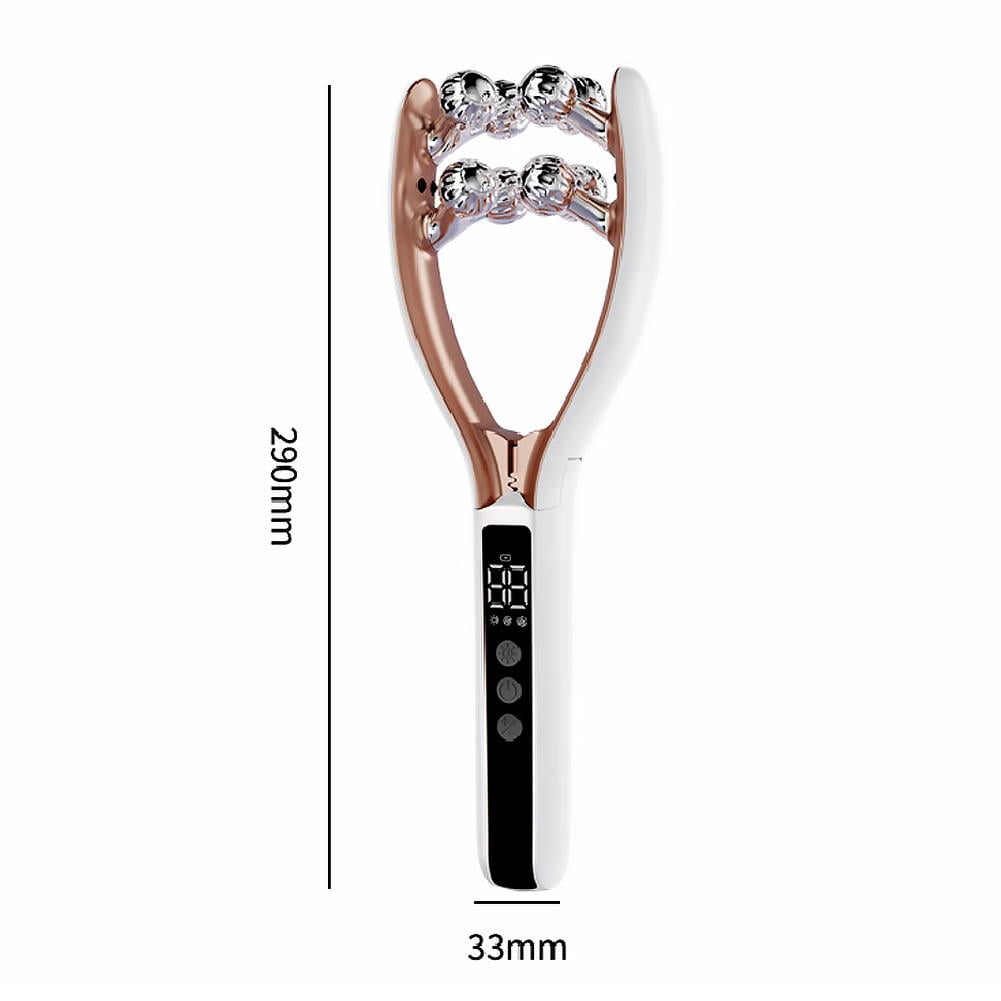 White Microcurrent Facial Roller Massager for Face Lifting & Tightening, RF V-Shape Sculpting Device
