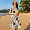 thumbnail image 4 of Disketp Groovy Disco para Vestido de Manga Corta para Mujeres, Vestidos de Verano para Mujeres, Casual y Holgado para la Playa, 4 of 6