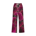 thumbnail image 4 of ZHUGeLI Pants for Women Summer Beach Casual Pants Straight Leg Linen Pants Elastic Waist Boho Floral Print Capri Pants Casual High Waisted Drawstring Beach Pant, 4 of 5