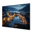 thumbnail image 2 of Designart "Germany Fjord Fantasy Alesund In Blue and Yellow"Germany Metal Wall Art Blue Traditional Office Room Wall Art, 2 of 6
