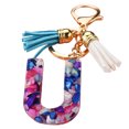 thumbnail image 1 of Purple Letter Pendant Tassels Key Chain Transparent Acrylic 26 Alphabets Key Holder Charm Decoration, 1 of 7