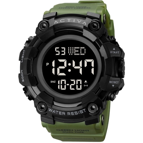 Invicta Activa Digital Army Green Polyurethane Strap Black Dial Quartz ACW1968-002 Men's Watch