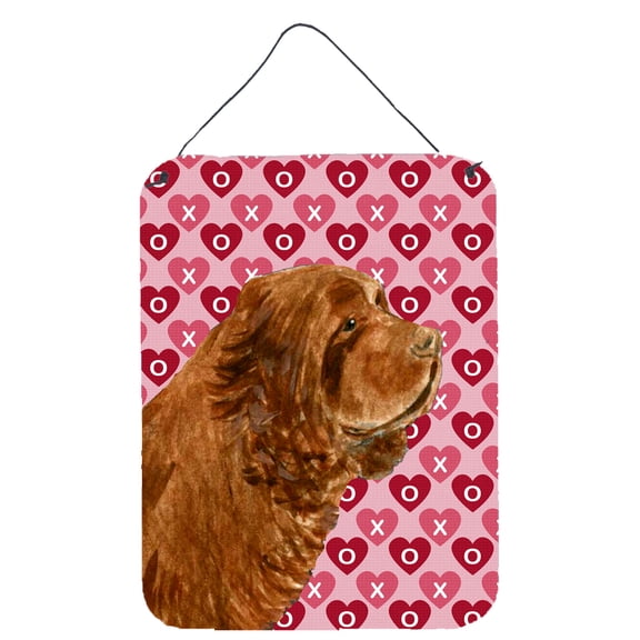 Carolines Treasures SS4510DS1216 Sussex Spaniel Hearts Love Valentines Day Wall or Door Hanging Prints 12WX16H