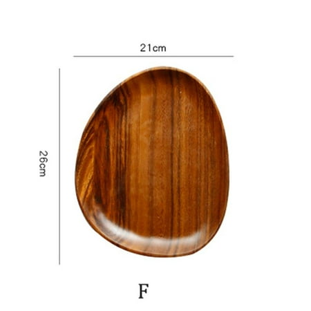 

1pc Wood Dinner Plates Irregular Oval Solid Wood Plates