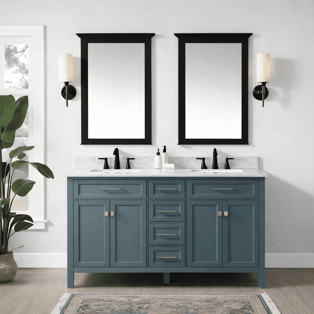 ALL-IN-ONE Paint by Heirloom Traditions, Spruce (Muted Blue Green), Quart - Durable cabinet and furniture paint. Built in primer and top coat, no sanding needed. Includes our 30 featured color card.