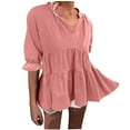 thumbnail image 2 of Pincandy Full Zip Up Hoodie for Women Pleated Tiered Ruffle Hooded Sweatshirts Jacket Coat Long Sleeve, 2 of 6