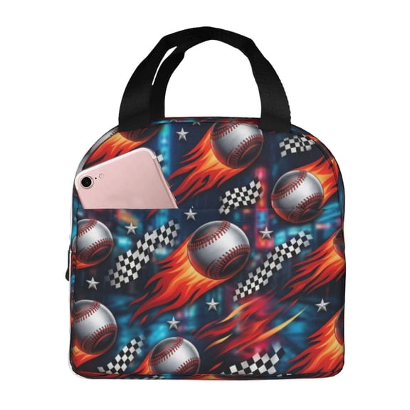 Baseball Lunch Bag, Insulated Lunch Box Cool Thermal Cooler Tote, Reusable Leakproof Meal Prep Bag For Women & Men, Office Work, Travel, And Picnic
