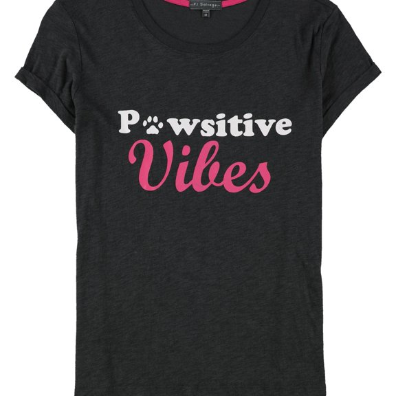 P.J. Salvage Womens Pawsitive Vibes Graphic T-Shirt, Grey, Medium