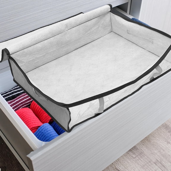 UPOUART 3Pcs Reusable Grey Clothes Storage Organizer Bag for Wardrobe and Drawer