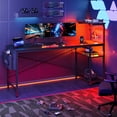 thumbnail image 4 of Bestier Bureau d'Ordinateur de Jeu Réversible de 63 Pouces avec Lumières DEL, Étagères à 4 Niveaux, Noir, 4 of 8