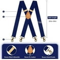 thumbnail image 5 of Vintage  Suspenders for Men 1.4" Heavy Duty Adjustable X-Back Blue Suspenders With 4 Snap Hooks, 5 of 6