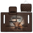 thumbnail image 4 of COEQINE All-Season Golf Cart Seat Protection, 4 Pockets Quilted Cover with Handle, Folds Like a Tote for Carry, Universal Fits Most 2-Seater Carts, Highland Cow Cross Brown, 4 of 8